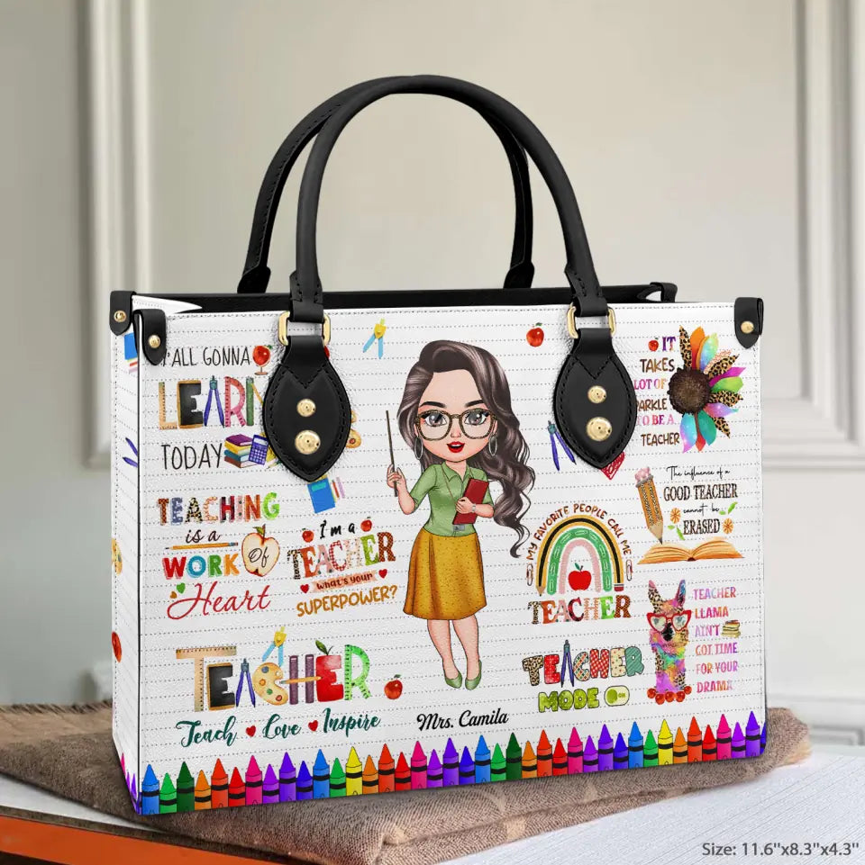 Personalized Leather Bag - Teacher's Day, Birthday Gift For Teacher - Teacher Mode On ARND018