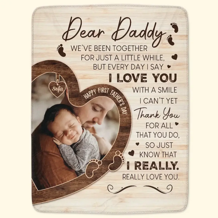 Personalized Blanket - Father's Day Gift For Dad - Dad Happy First Father's Day ARND005