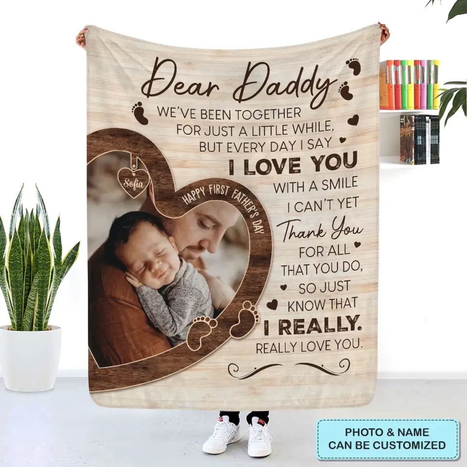 Personalized Blanket - Father's Day Gift For Dad - Dad Happy First Father's Day ARND005