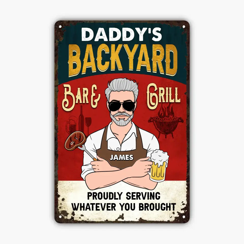 Personalized Metal Sign - Father's Day Gift For Dad, Grandpa - Proudly Serving Whatever You Brought ARND018