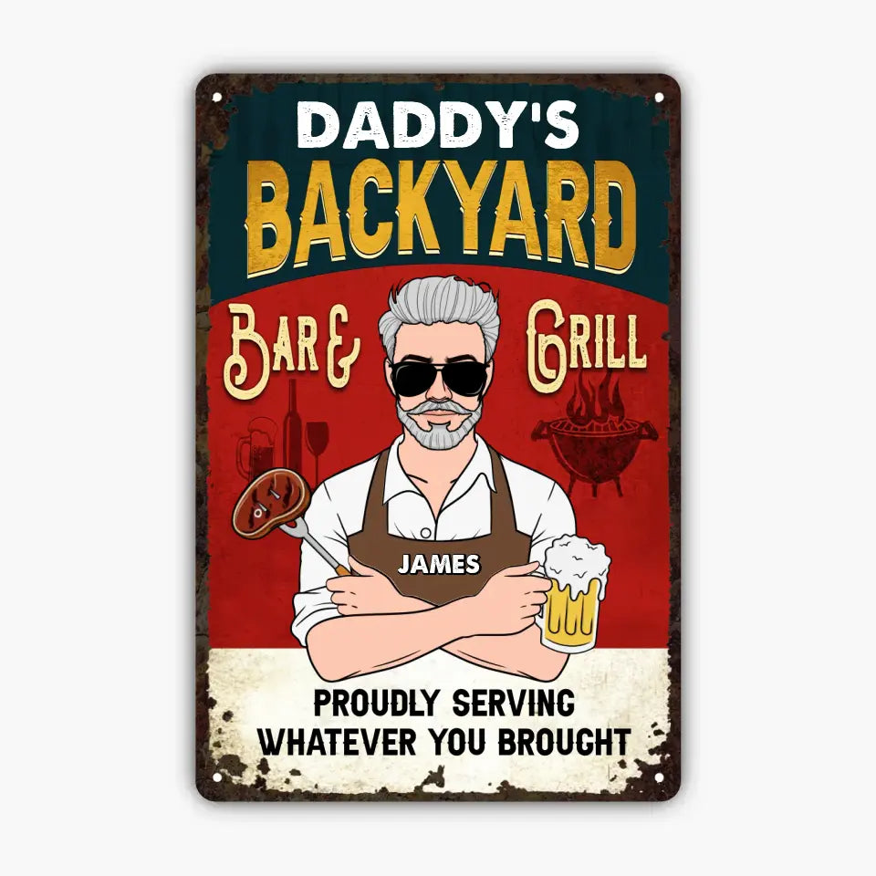 Personalized Metal Sign - Father's Day Gift For Dad, Grandpa - Proudly Serving Whatever You Brought ARND018