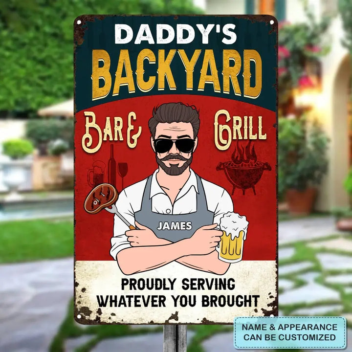 Personalized Metal Sign - Father's Day Gift For Dad, Grandpa - Proudly Serving Whatever You Brought ARND018