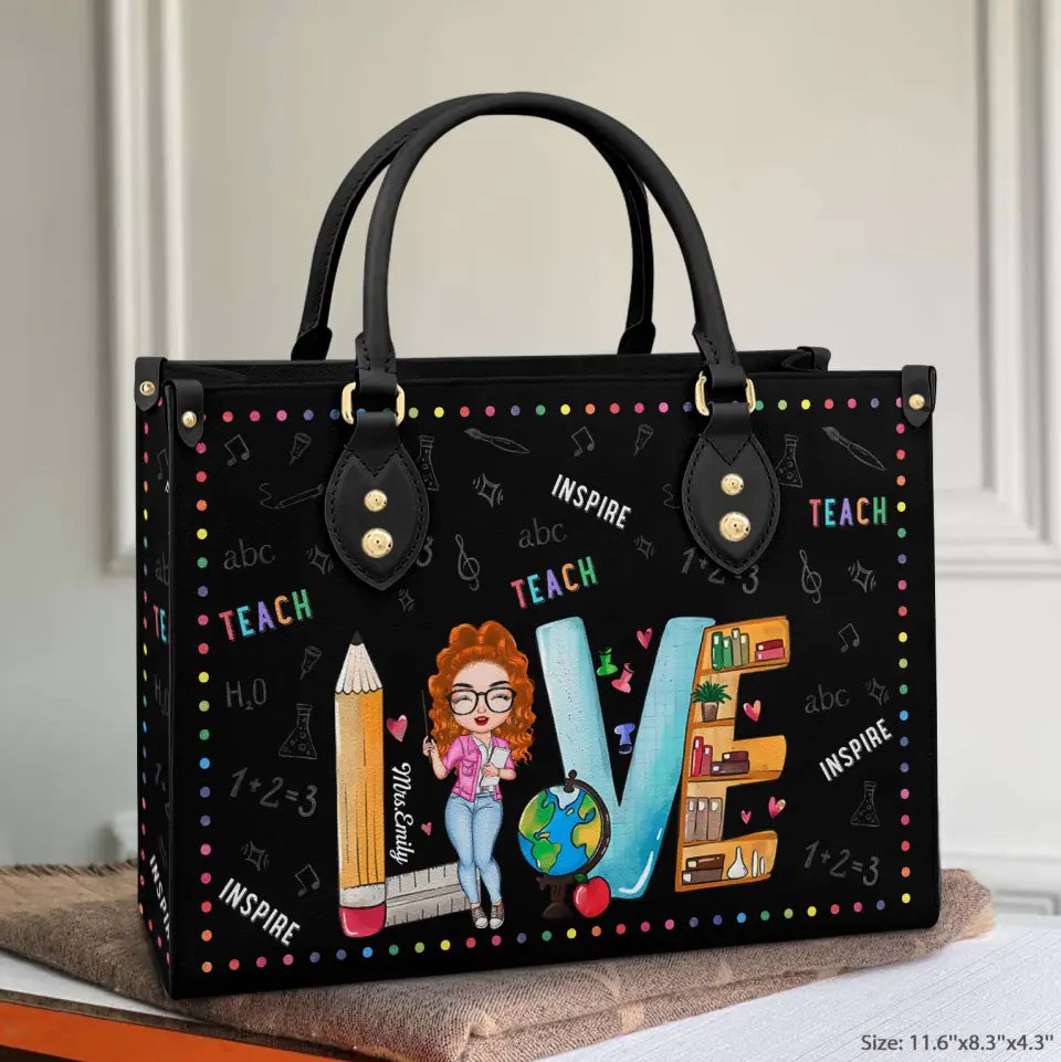 Personalized Leather Bag - Teacher's Day, Birthday Gift For Teacher - Teach Love Inspire ARND018