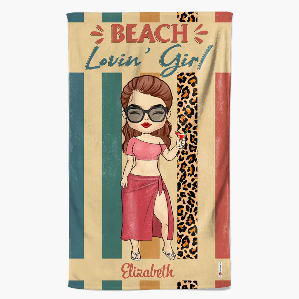 Personalized Beach Towel - Birthday, Vacation Gift For Her, Summer Gift, Beach Lover - Beach Loving Girl ARND036
