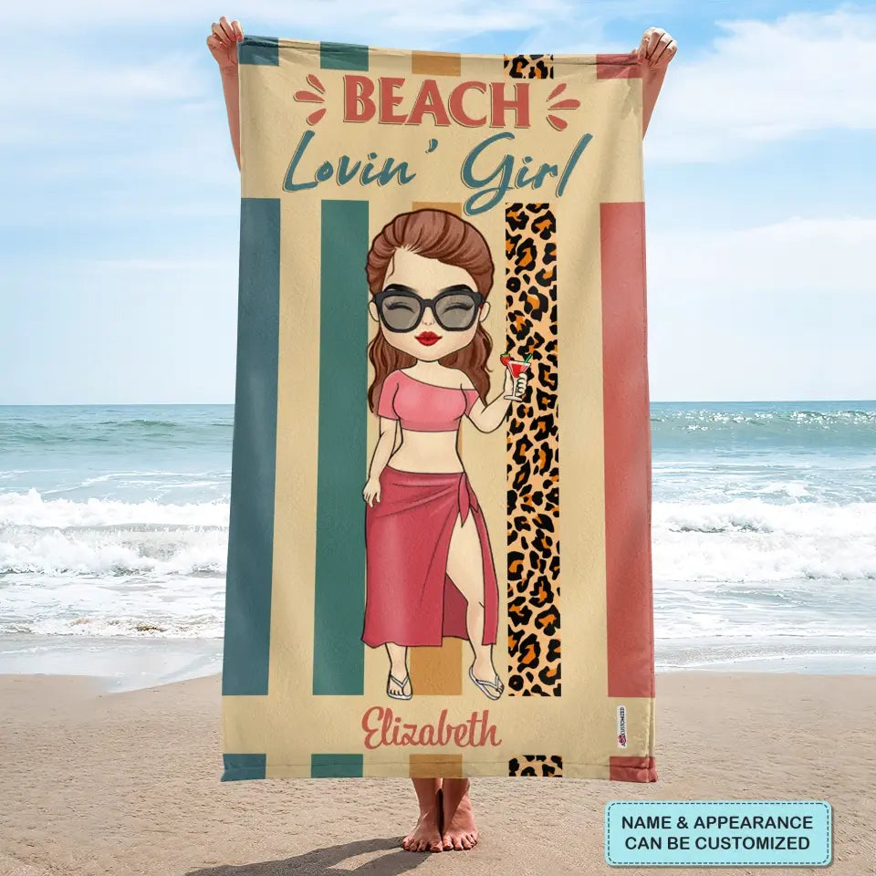 Personalized Beach Towel - Birthday, Vacation Gift For Her, Summer Gift, Beach Lover - Beach Loving Girl ARND036