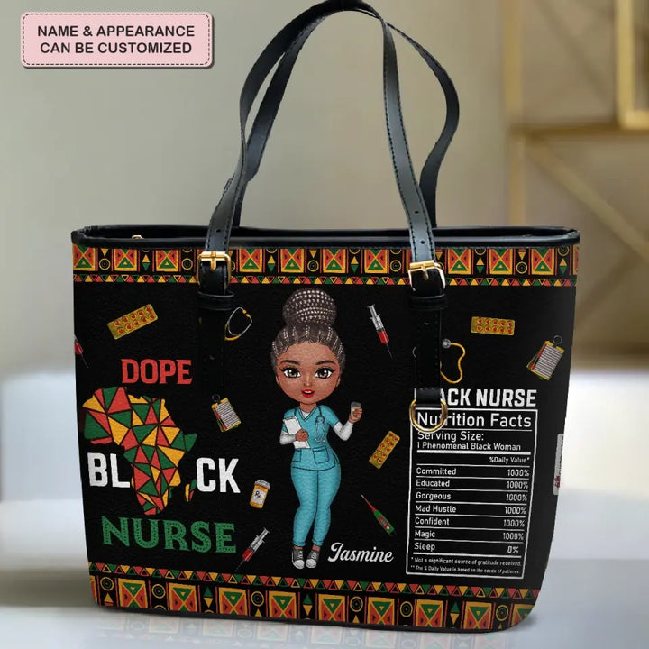 Personalized Leather Bucket Bag - Birthday, Nurse's Day Gift For Nurse - Dope Black Nurse Juneteenth ARND0014
