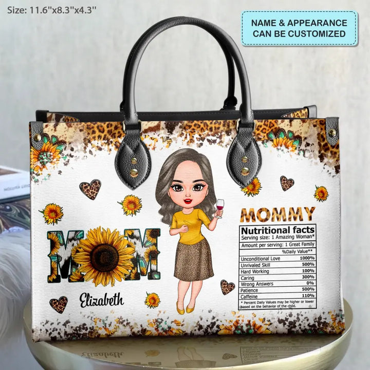 Personalized Leather Bag - Mother's Day, Birthday Gift For Mom, Grandma - Mom Nutrition Facts ARND018