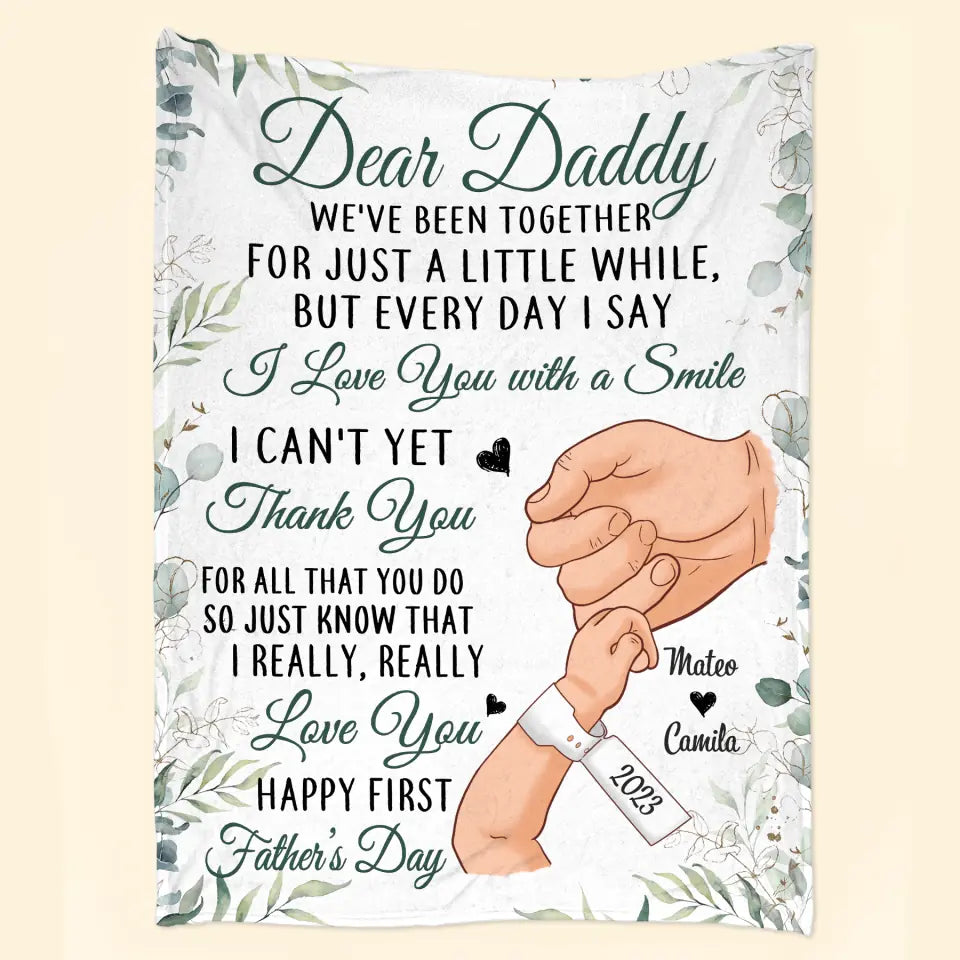 Personalized Blanket - Birthday, Father's Day Gift For Dad - Happy First Father's Day ARND036