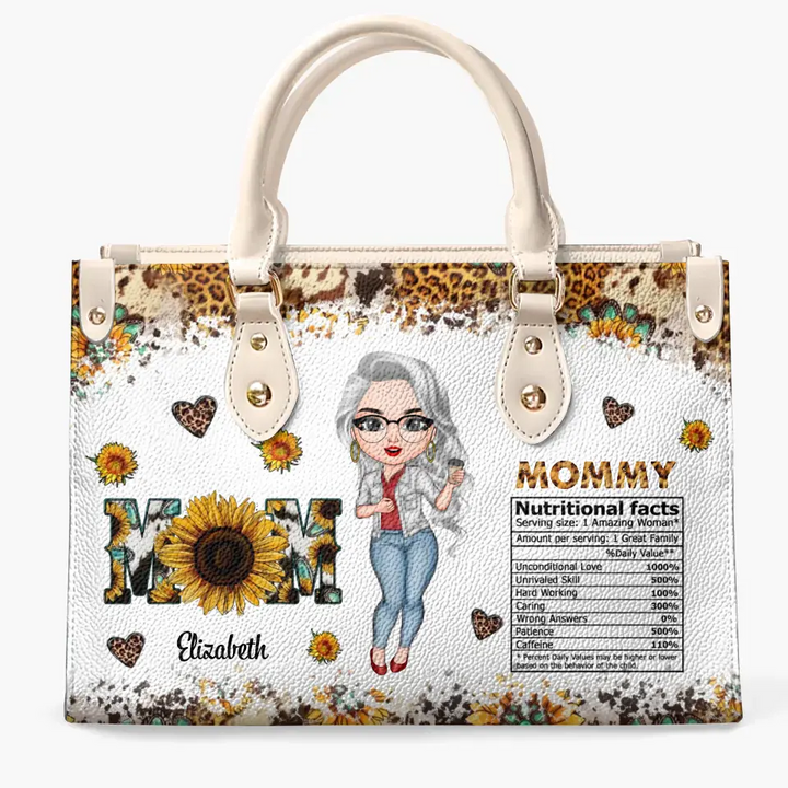 Personalized Leather Bag - Mother's Day, Birthday Gift For Mom, Grandma - Mom Nutrition Facts ARND018