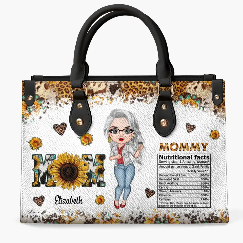 Personalized Leather Bag - Mother's Day, Birthday Gift For Mom, Grandma - Mom Nutrition Facts ARND018