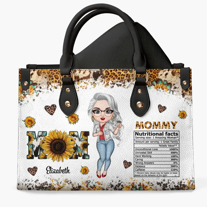 Personalized Leather Bag - Mother's Day, Birthday Gift For Mom, Grandma - Mom Nutrition Facts ARND018