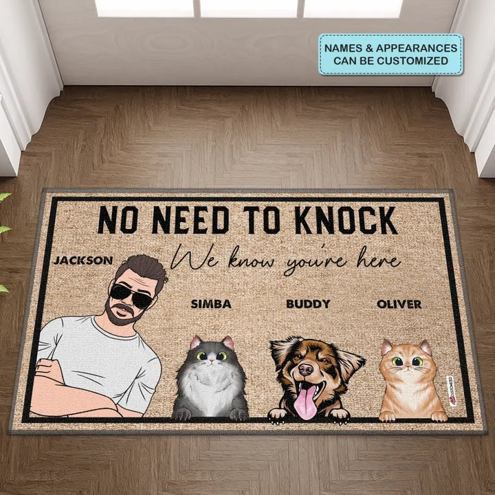 Personalized Doormat - Birthday, Father's Day Gift For Dad, Grandpa - No Need To Knock We Know You Are Here ARND005