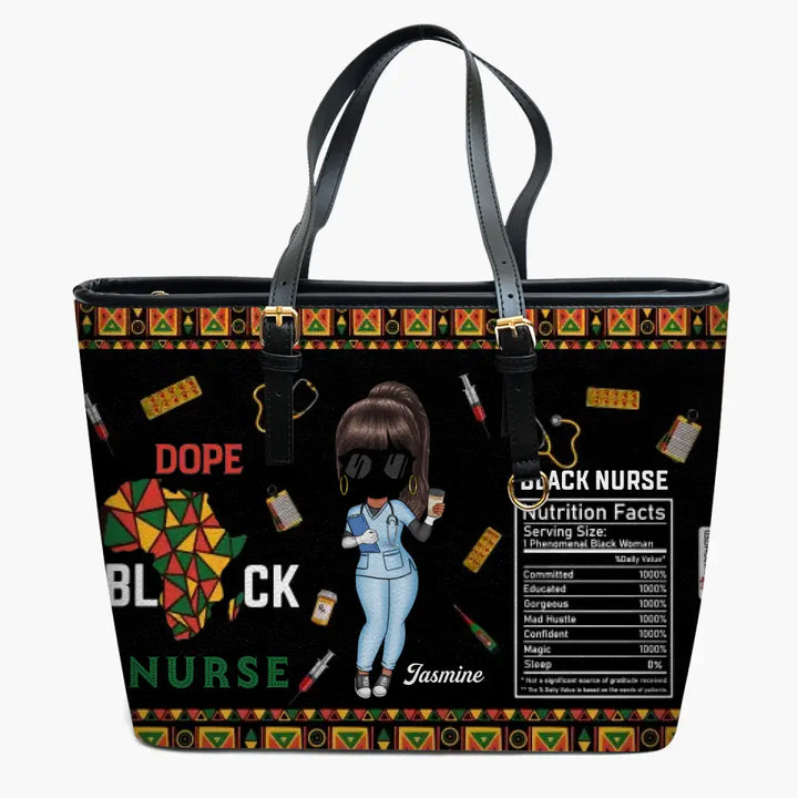 Personalized Leather Bucket Bag - Birthday, Nurse's Day Gift For Nurse - Dope Black Nurse Juneteenth ARND0014