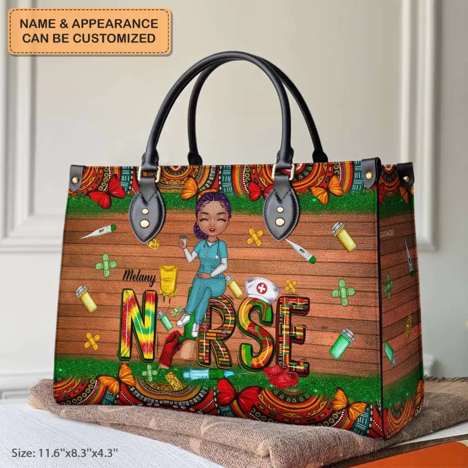 Personalized Leather Bag - Birthday, Nurse's Day Gift For Nurse - Juneteenth Nurse ARND005