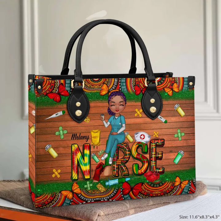 Personalized Leather Bag - Birthday, Nurse's Day Gift For Nurse - Juneteenth Nurse ARND005