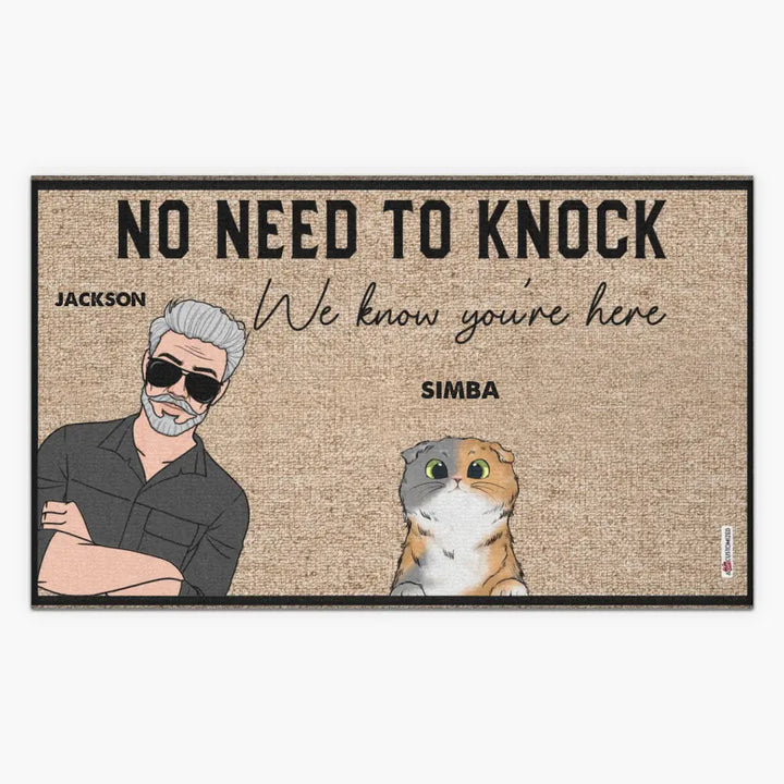 Personalized Doormat - Birthday, Father's Day Gift For Dad, Grandpa - No Need To Knock We Know You Are Here ARND005