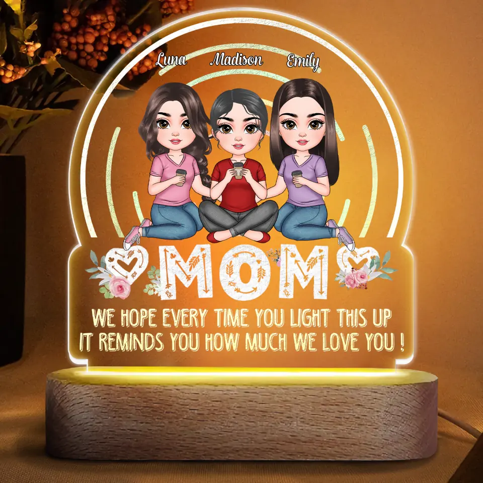 Personalized Acrylic LED Night Light  - Mother's Day Gift For Mom, Grandma - We Hope Every Time You Light This Up ARND0014