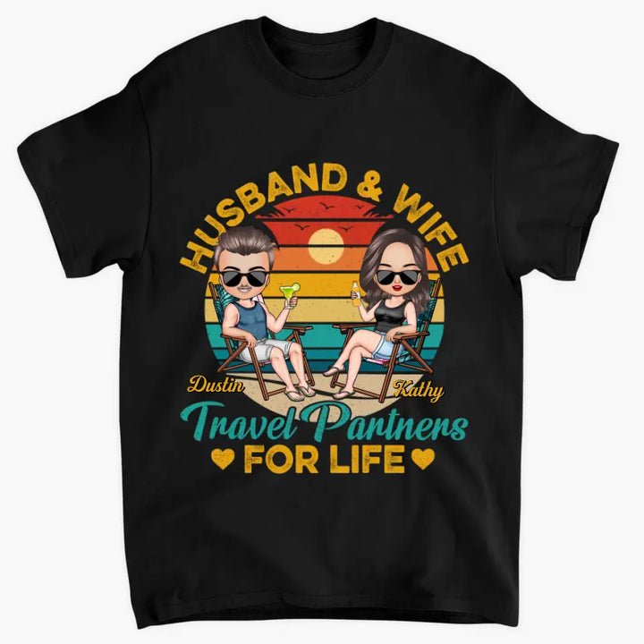 Personalize T-shirt - Gift For Couple - Husband & Wife Travel Partners For Life ARND0014