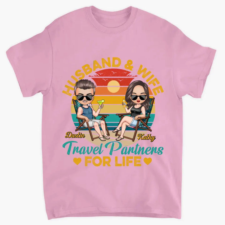 Personalize T-shirt - Gift For Couple - Husband & Wife Travel Partners For Life ARND0014