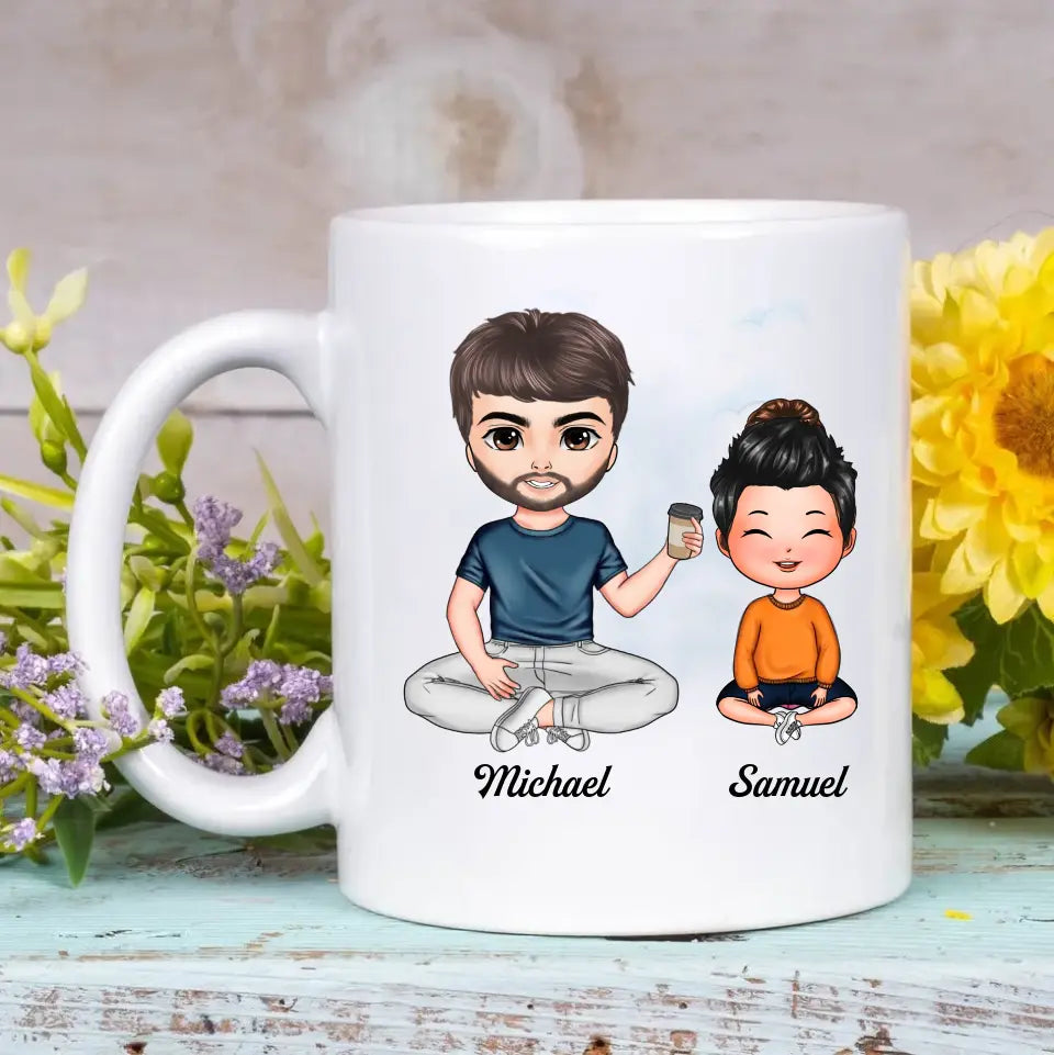 Personalized White Mug - Father's Day Gift For Dad, Grandpa - Dad's Emergency Jokes ARND0014
