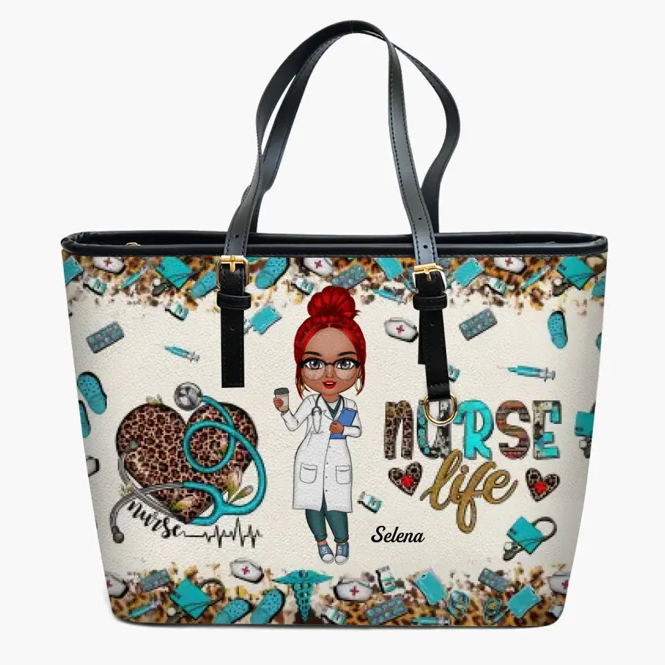 Personalized Leather Bucket Bag - Birthday, Nurse's Day Gift For Nurse - Nurse Life ARND005
