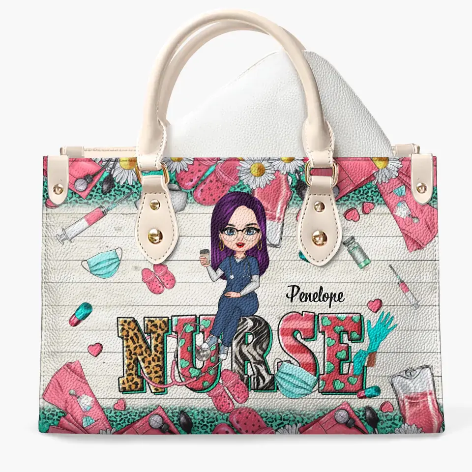 Personalized Leather Bag - Birthday, Nurse's Day Gift For Nurse - Nursing Is A Work Of Heart ARND005