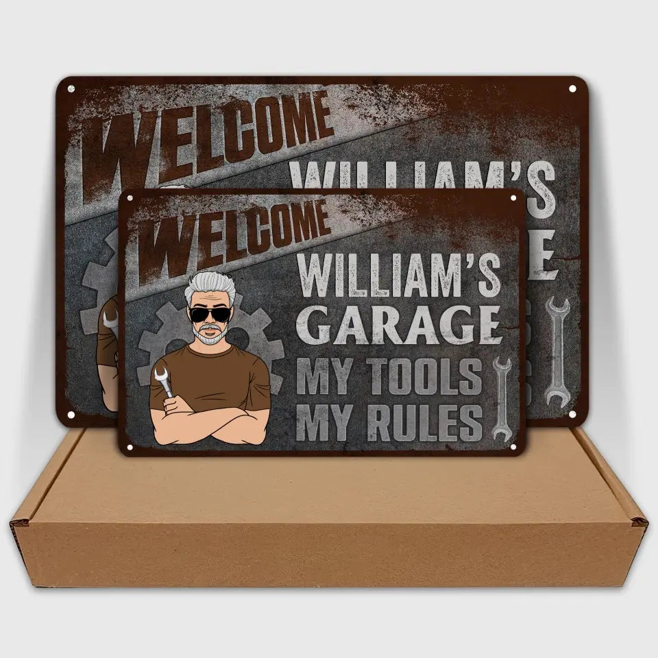 Personalized Metal Sign - Father's Day, Birthday Gift For Dad, Grandpa - My Tools My Rules ARND036