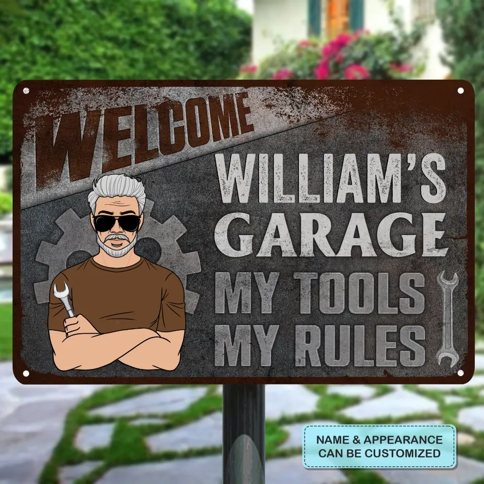 Personalized Metal Sign - Father's Day, Birthday Gift For Dad, Grandpa - My Tools My Rules ARND036