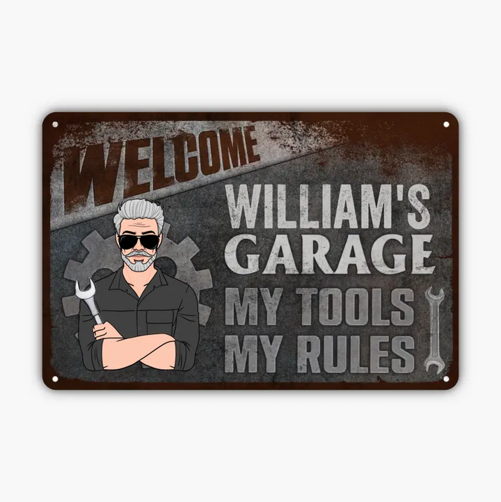 Personalized Metal Sign - Father's Day, Birthday Gift For Dad, Grandpa - My Tools My Rules ARND036