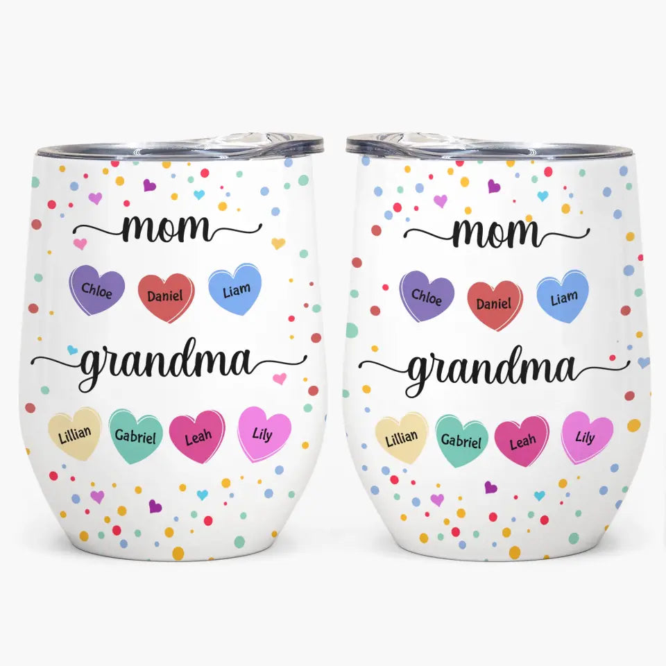 Personalized Wine Tumbler - Mother's Day, Birthday Gift For Mom, Grandma - Mom & Grandma & Grandkids ARND036