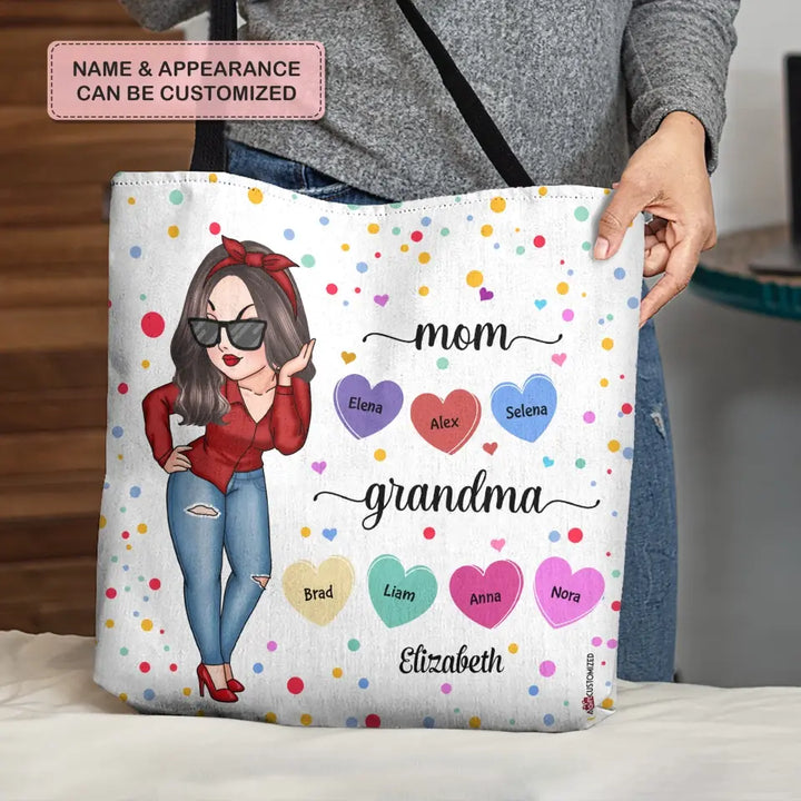 Personalized Tote Bag - Mother's Day Gift For Mom, Grandma - Mom Grandma & Grandkids ARND005