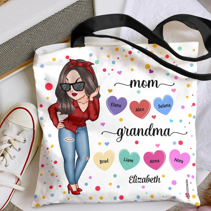 Personalized Tote Bag - Mother's Day Gift For Mom, Grandma - Mom Grandma & Grandkids ARND005