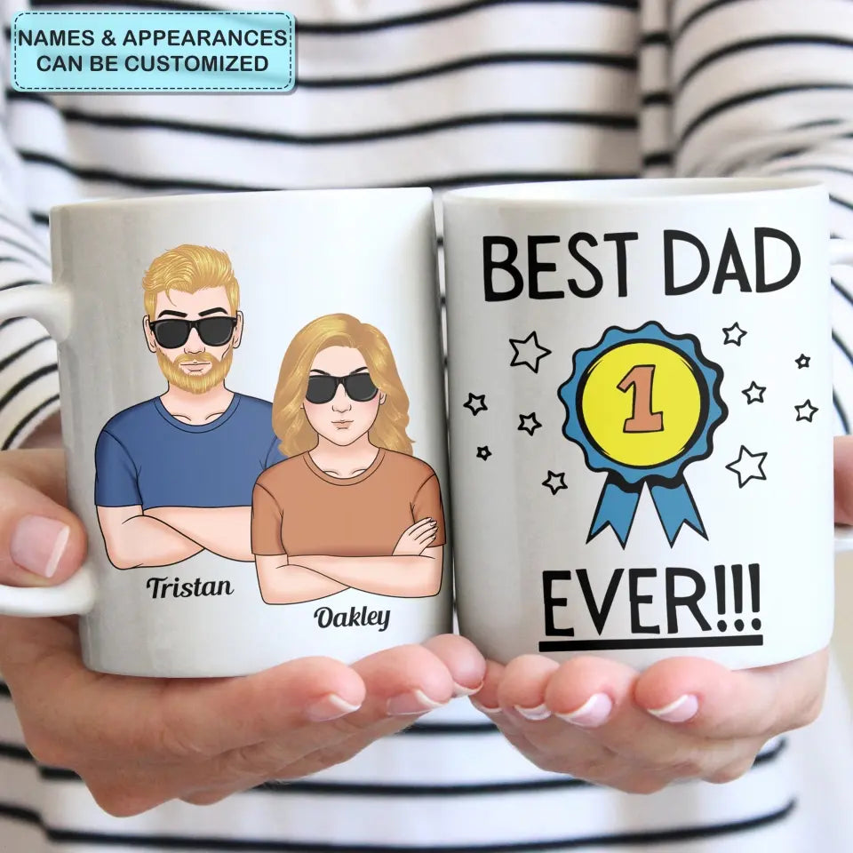 Personalized White Mug - Father's Day Gift For Dad, Grandpa - Best Dad Ever ARND005