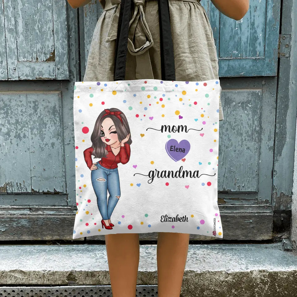 Personalized Tote Bag - Mother's Day Gift For Mom, Grandma - Mom Grandma & Grandkids ARND005