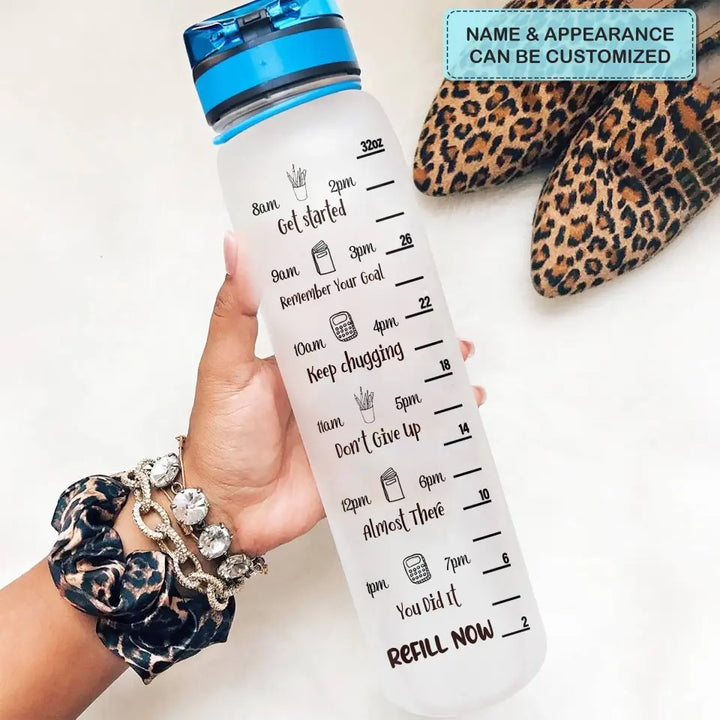 Personalized Water Tracker Bottle - Teacher's Day Gift For Teacher - Teacher Of Tiny Humans ARND0014