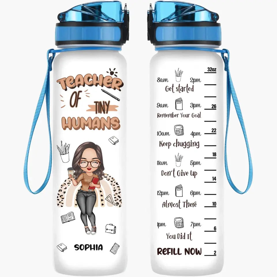 Personalized Water Tracker Bottle - Teacher's Day Gift For Teacher - Teacher Of Tiny Humans ARND0014