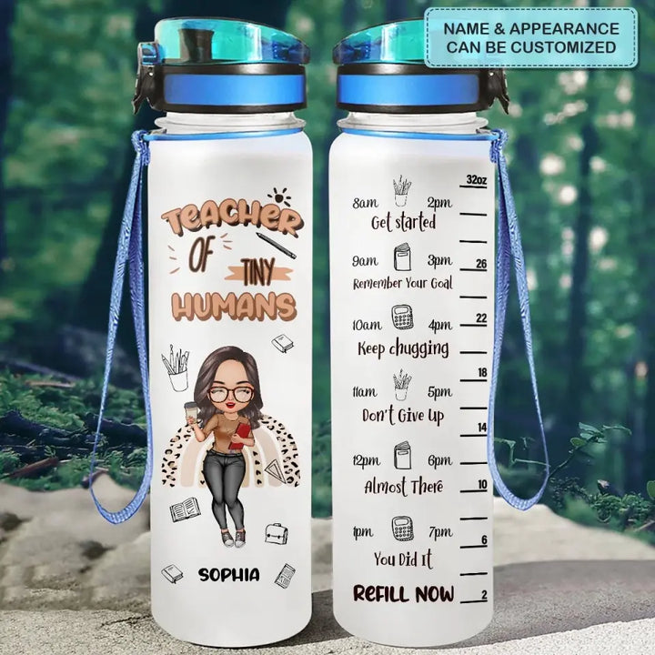 Personalized Water Tracker Bottle - Teacher's Day Gift For Teacher - Teacher Of Tiny Humans ARND0014