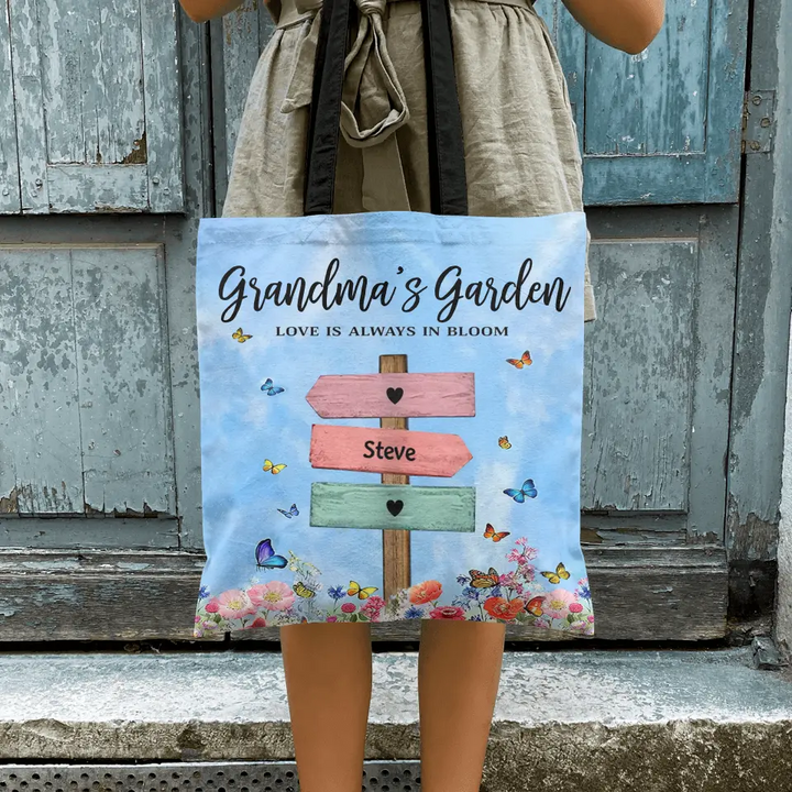 Personalized Tote Bag - Birthday, Mother's Day Gift For Mom, Grandma - Grandma's Garden ARND018