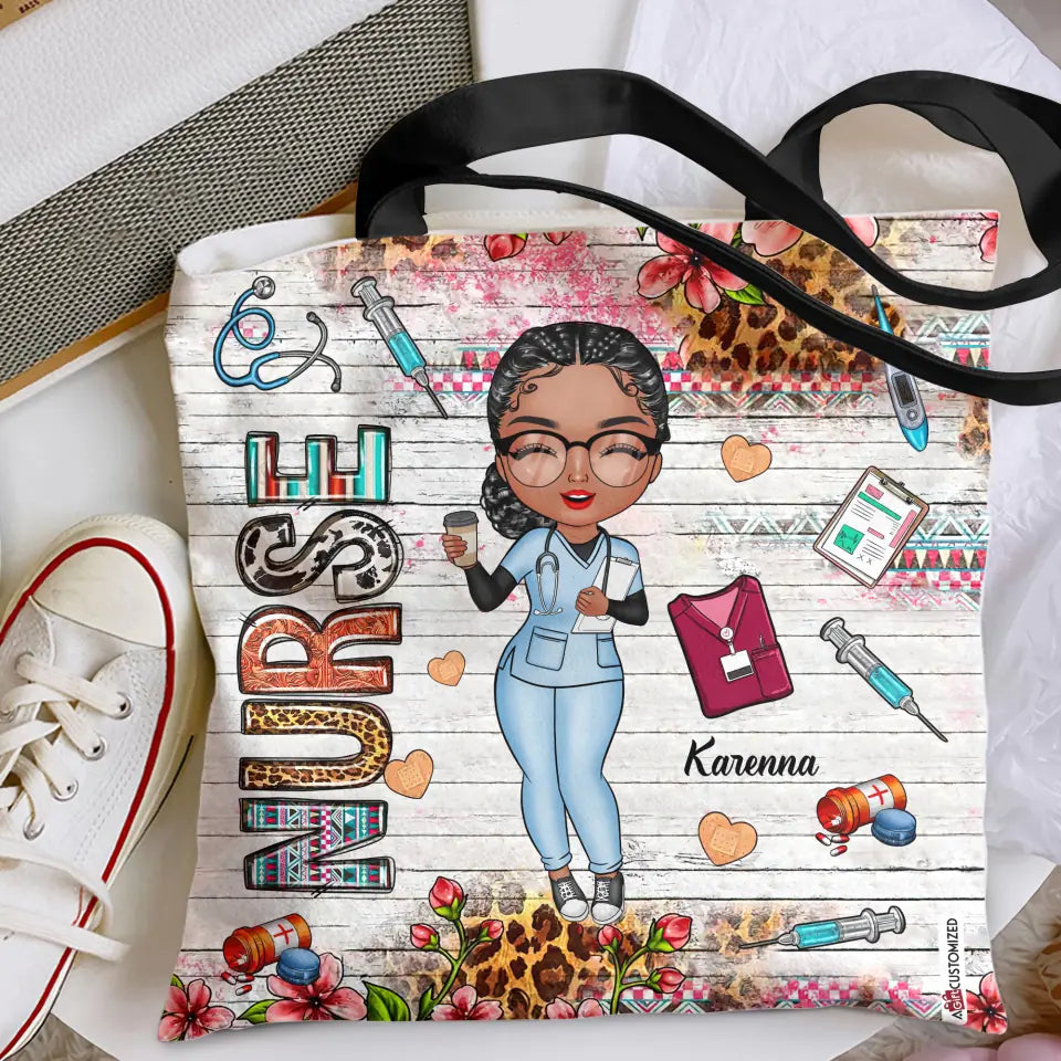 Personalized Tote Bag - Nurse's Day, Birthday Gift For Nurse - Nurse Pink Leopard ARND018