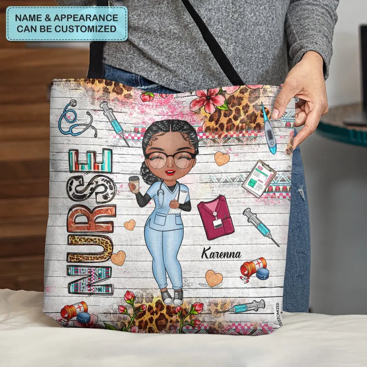 Personalized Tote Bag - Nurse's Day, Birthday Gift For Nurse - Nurse Pink Leopard ARND018