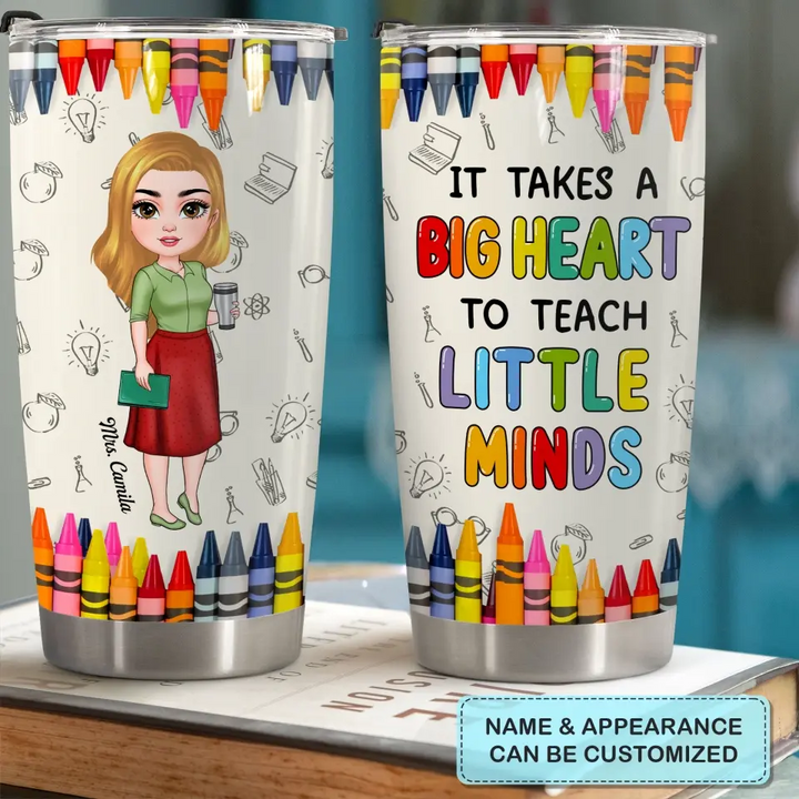 Personalized Tumbler - Teacher's Day, Birthday Gift For Teacher - Teach Love Inspire Colorful Crayons ARND0014