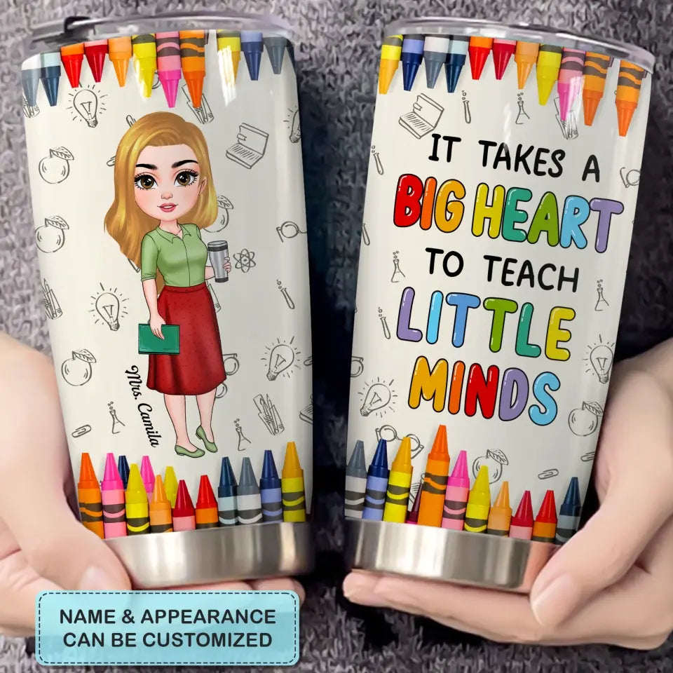 Personalized Tumbler - Teacher's Day, Birthday Gift For Teacher - Teach Love Inspire Colorful Crayons ARND0014
