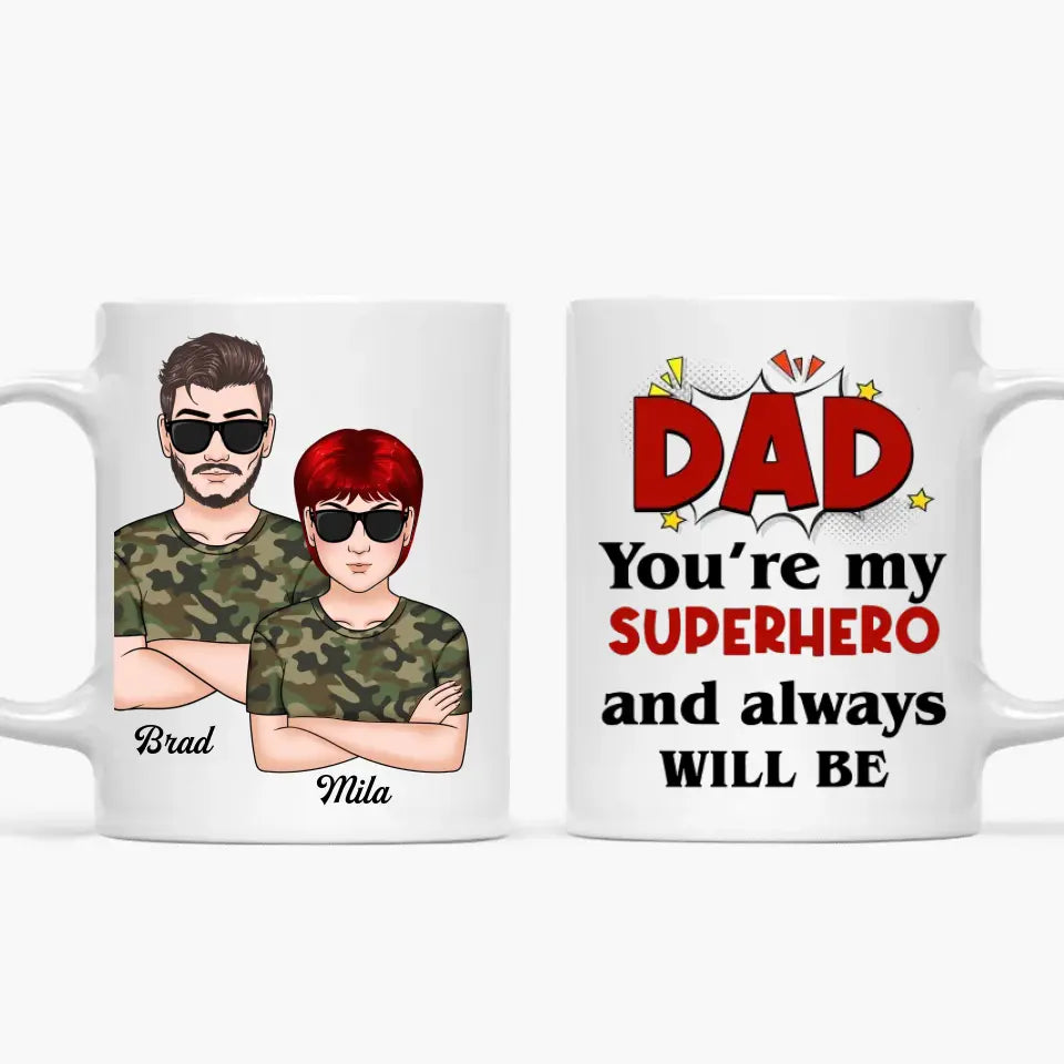 Personalized White Mug - Father's Day Gift For Dad, Grandpa - Super Dad ARND005