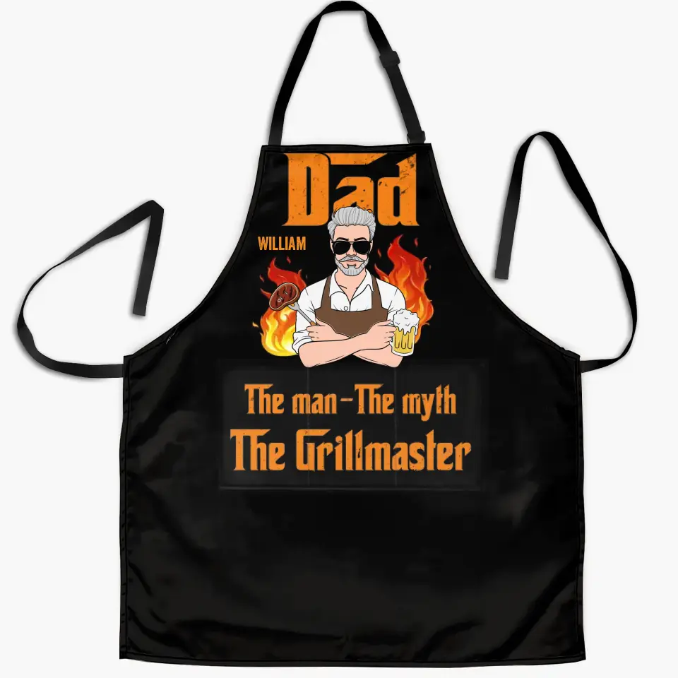 Personalized Apron - Father's Day Gift For Dad, Grandpa - The Man The Myth The Grillmaster ARND0014