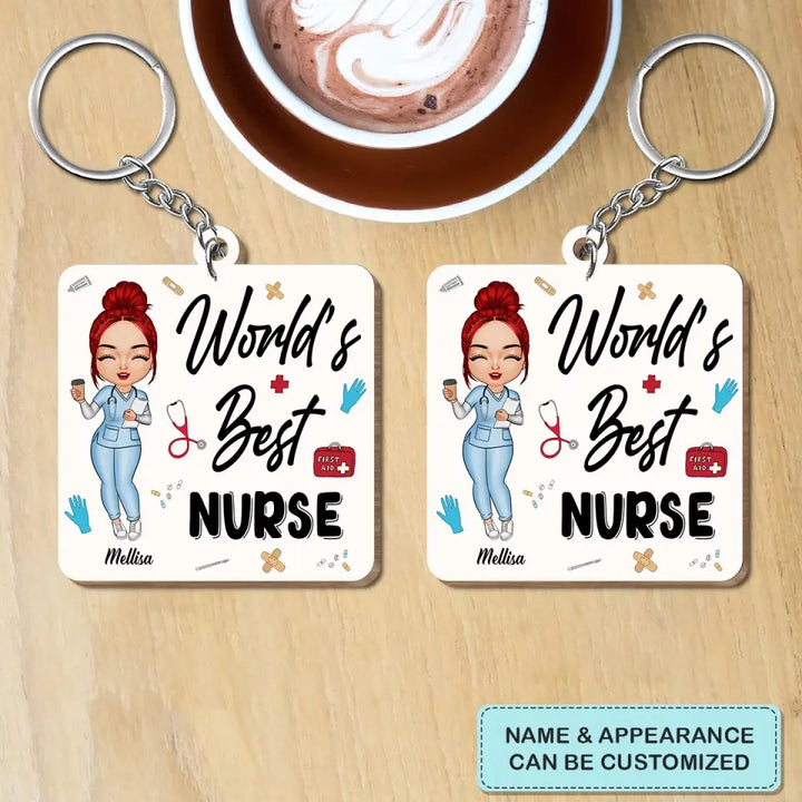 Personalized Wooden Keychain - Nurse's Day, Birthday Gift For Nurse - World's Best Nurse ARND005