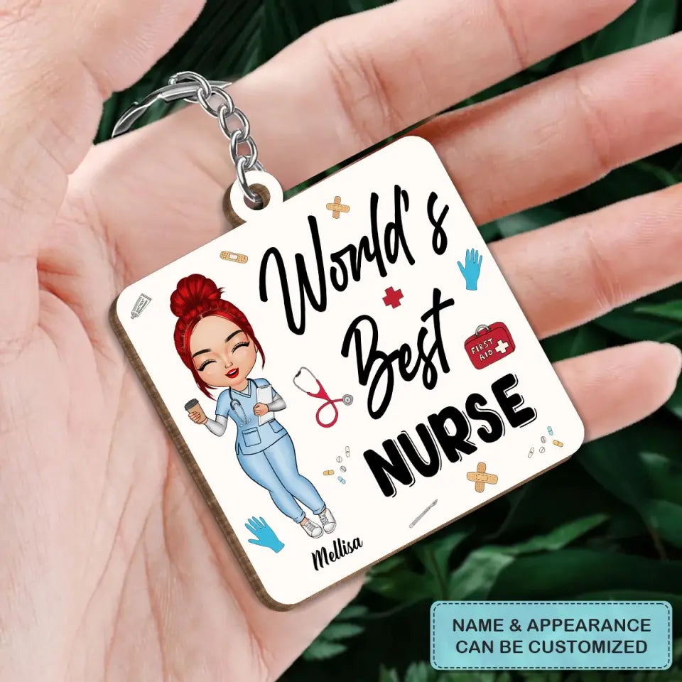 Personalized Wooden Keychain - Nurse's Day, Birthday Gift For Nurse - World's Best Nurse ARND005