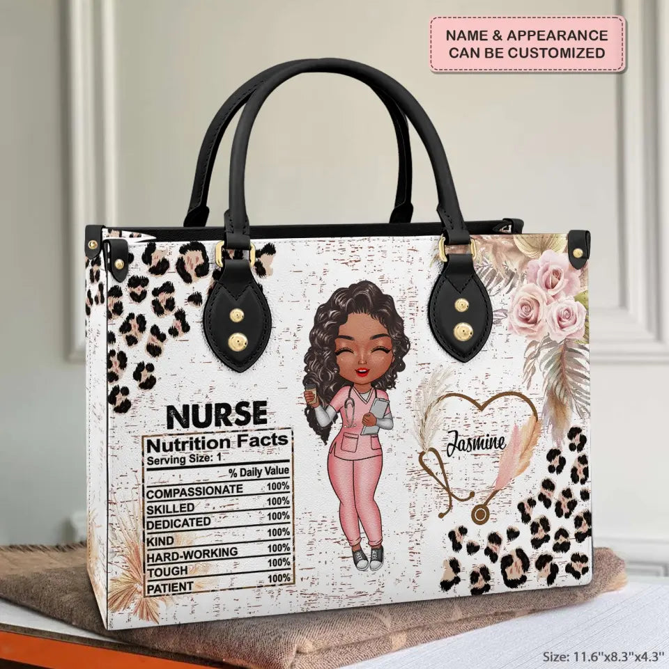 Personalized Leather Bag - Birthday, Nurse Week, Nurse's Day Gift For Nurse - Nurse Leopard ARND018