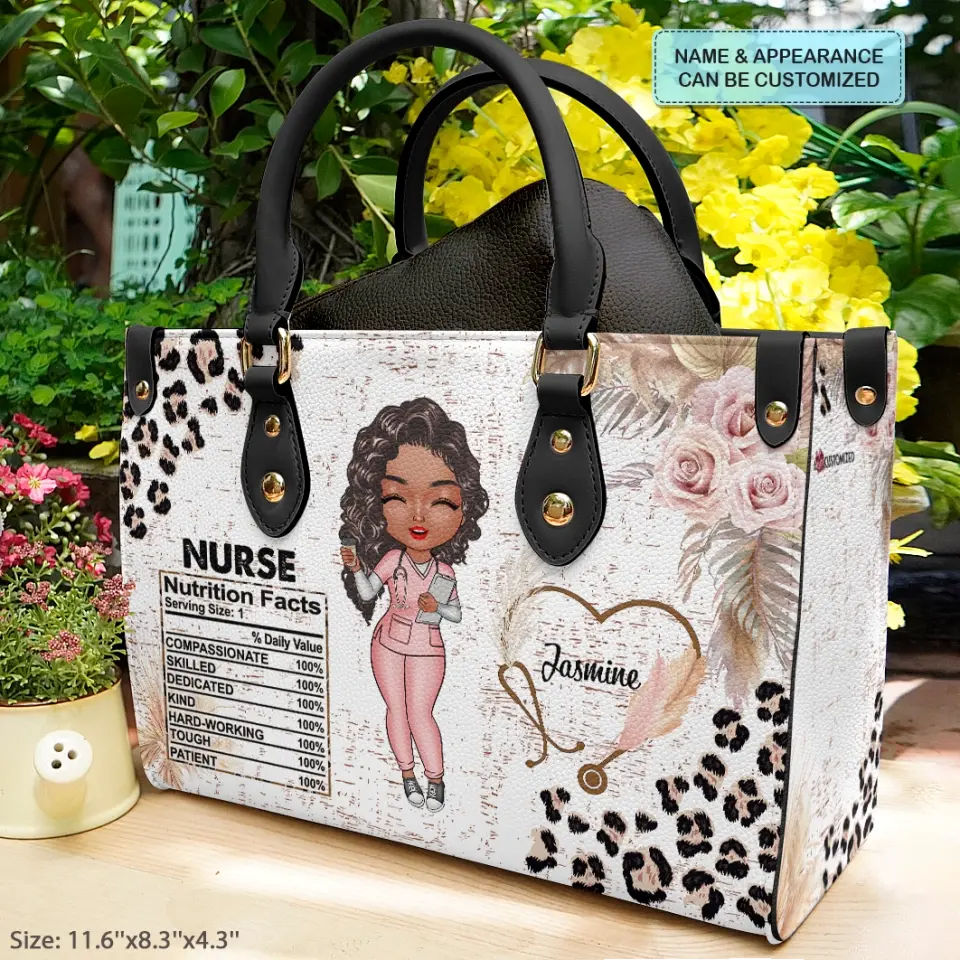 Personalized Leather Bag - Birthday, Nurse Week, Nurse's Day Gift For Nurse - Nurse Leopard ARND018