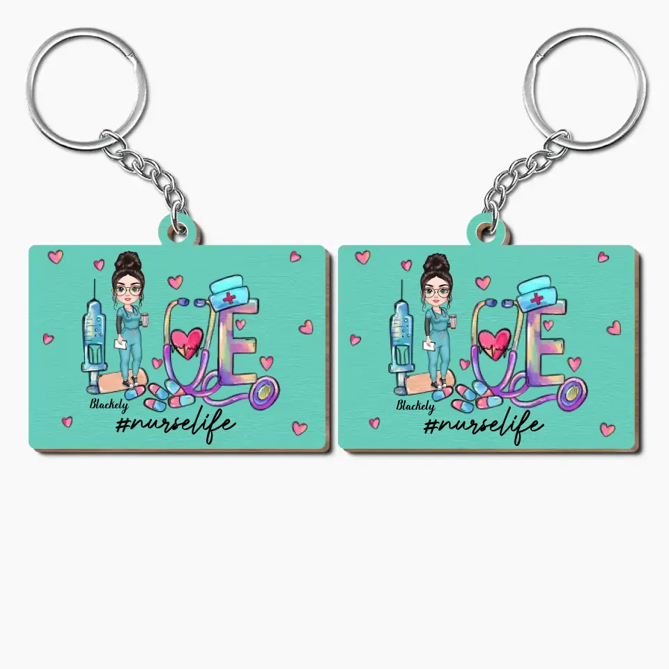 Personalized Wooden Keychain - Nurse's Day, Birthday Gift For Nurse - Love Nurse Life ARND005