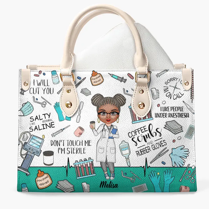 Personalized Leather Bag - Gift For Surgical Technologist - Salty Like Normal Saline ARND0014